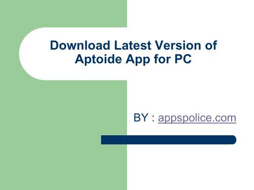 Aptoide App Install For Pc